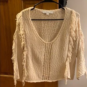 Callaghan cropped fringe 3/4 sleeve sweater